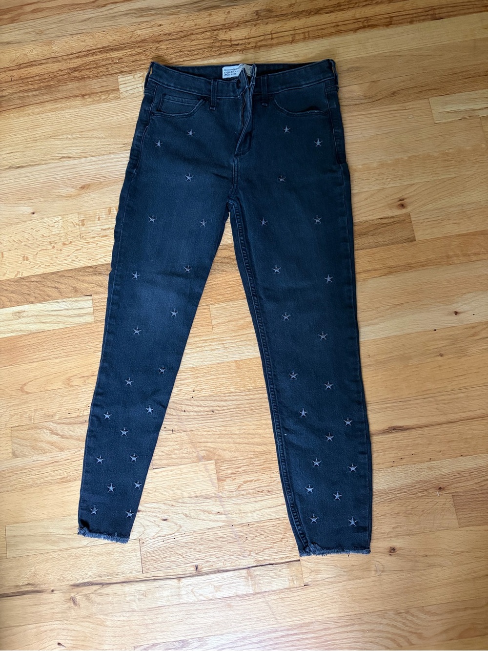 Abercrombie & Fitch Black Star-Embroidered Skinny Jeans